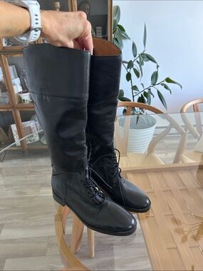Black Uterque Genuine Leather Boots